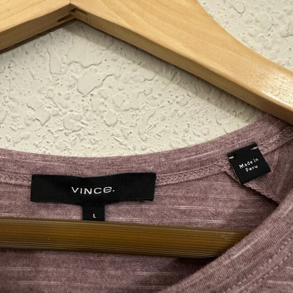 VINCE T-Shirt Dusty Rose Pinstriped Crew Neck Raglan Sleeve Tee Comfort - Picture 5 of 9